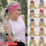 Fashion Tie-Dye Color Head Scarf Yoga Headband Quick Dry Sport Sweat-Absorbent Turban Stretchy Cotton Wide Headband