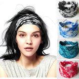 Fashion Tie-Dye Color Head Scarf Yoga Headband Quick Dry Sport Sweat-Absorbent Turban Stretchy Cotton Wide Headband