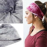 Fashion Tie-Dye Color Head Scarf Yoga Headband Quick Dry Sport Sweat-Absorbent Turban Stretchy Cotton Wide Headband