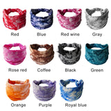 Fashion Tie-Dye Color Head Scarf Yoga Headband Quick Dry Sport Sweat-Absorbent Turban Stretchy Cotton Wide Headband