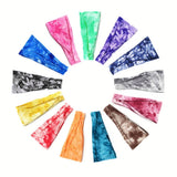 Fashion Tie-Dye Color Head Scarf Yoga Headband Quick Dry Sport Sweat-Absorbent Turban Stretchy Cotton Wide Headband