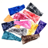 Fashion Tie-Dye Color Head Scarf Yoga Headband Quick Dry Sport Sweat-Absorbent Turban Stretchy Cotton Wide Headband