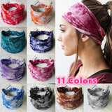 Fashion Tie-Dye Color Head Scarf Yoga Headband Quick Dry Sport Sweat-Absorbent Turban Stretchy Cotton Wide Headband