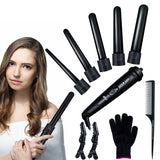 5-in-1 LCD Curling Iron Ceramic Wand Temperature Control Curler Tong Hair Styler