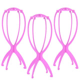 3 Pack Short Wig Stands Durable Portable Detachable  Smooth Surface Wig Drying Rack For Wigs(Color:Pink,Black)