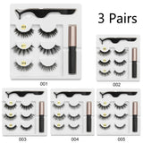 1/3/10 Pairs Waterproof Eye Lashes Magnetic Eyelashes and Eyeliner Set False Eyelashes Magnet Extension Liquid Eyeliner & Tweezer Set