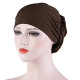 Women Turban Hat Headwear Scarf Wrap Hair Loss Cancer Chemo Cap Bandana Beanie Muslim Cover Hijab Headscarf Elastic Bonnet