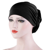 Women Turban Hat Headwear Scarf Wrap Hair Loss Cancer Chemo Cap Bandana Beanie Muslim Cover Hijab Headscarf Elastic Bonnet