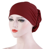 Women Turban Hat Headwear Scarf Wrap Hair Loss Cancer Chemo Cap Bandana Beanie Muslim Cover Hijab Headscarf Elastic Bonnet