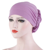 Women Turban Hat Headwear Scarf Wrap Hair Loss Cancer Chemo Cap Bandana Beanie Muslim Cover Hijab Headscarf Elastic Bonnet