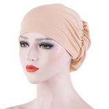 Women Turban Hat Headwear Scarf Wrap Hair Loss Cancer Chemo Cap Bandana Beanie Muslim Cover Hijab Headscarf Elastic Bonnet