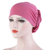 Women Turban Hat Headwear Scarf Wrap Hair Loss Cancer Chemo Cap Bandana Beanie Muslim Cover Hijab Headscarf Elastic Bonnet