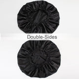 Satin Bonnet Sleep Bonnet Cap - Extra Large, Double Layer, Reversible, Adjustable Satin Cap for Sleeping Hair Bonnet (Large, Black)