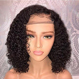 Newa Hair 13x6 Lace Front Human Hair Wigs Pre Plucked Short Lace Frontal Wig with Baby Hair Curly Human Virgin Hair Wigs for Black Women (8 inch, 130% density) 8 Inch 130 density 13x6 Lace Front Wig