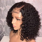 Newa Hair 13x6 Lace Front Human Hair Wigs Pre Plucked Short Lace Frontal Wig with Baby Hair Curly Human Virgin Hair Wigs for Black Women (8 inch, 130% density) 8 Inch 130 density 13x6 Lace Front Wig