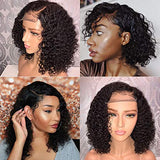 Newa Hair 13x6 Lace Front Human Hair Wigs Pre Plucked Short Lace Frontal Wig with Baby Hair Curly Human Virgin Hair Wigs for Black Women (8 inch, 130% density) 8 Inch 130 density 13x6 Lace Front Wig