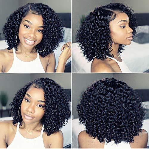 Newa Hair 13x6 Lace Front Human Hair Wigs Pre Plucked Short Lace Frontal Wig with Baby Hair Curly Human Virgin Hair Wigs for Black Women (8 inch, 130% density) 8 Inch 130 density 13x6 Lace Front Wig