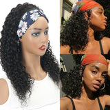 Water Curly Headband Wig 150 Density Human Hair Wig With Headbands Brazilian Virgin Hair Water Wave Frontal For Black Woman