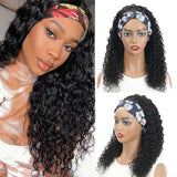 Water Curly Headband Wig 150 Density Human Hair Wig With Headbands Brazilian Virgin Hair Water Wave Frontal For Black Woman