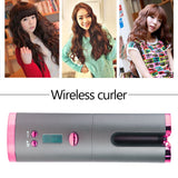 Cordless Auto Hair Curler, Automatic Curling Iron with Temperature, Timer, USB Rechargeable and Portable LCD Display