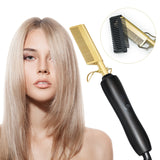 Electric Heating Comb, Hot Comb Hair Straightener, Portable Travel Anti-Scald Beard Straightener Press Comb, Ceramic Comb