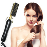 Electric Heating Comb, Hot Comb Hair Straightener, Portable Travel Anti-Scald Beard Straightener Press Comb, Ceramic Comb