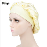 1pc Adjust Solid Satin Bonnet Hair Styling Cap Long Hair Care Women Night Sleep Hat Silk Head Wrap Shower Cap Hair Styling Tools