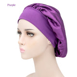 1pc Adjust Solid Satin Bonnet Hair Styling Cap Long Hair Care Women Night Sleep Hat Silk Head Wrap Shower Cap Hair Styling Tools