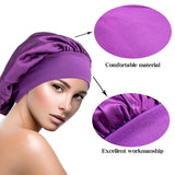 1pc Adjust Solid Satin Bonnet Hair Styling Cap Long Hair Care Women Night Sleep Hat Silk Head Wrap Shower Cap Hair Styling Tools