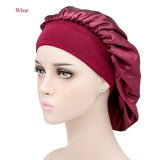 1pc Adjust Solid Satin Bonnet Hair Styling Cap Long Hair Care Women Night Sleep Hat Silk Head Wrap Shower Cap Hair Styling Tools