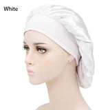 1pc Adjust Solid Satin Bonnet Hair Styling Cap Long Hair Care Women Night Sleep Hat Silk Head Wrap Shower Cap Hair Styling Tools