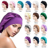 1pc Adjust Solid Satin Bonnet Hair Styling Cap Long Hair Care Women Night Sleep Hat Silk Head Wrap Shower Cap Hair Styling Tools