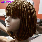 Box Braids Bob Hair with Bangs Braided Wigs for African Women