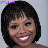 Box Braids Bob Hair with Bangs Braided Wigs for African Women