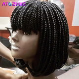 Box Braids Bob Hair with Bangs Braided Wigs for African Women