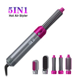 Multifunctional 5 In 1 Warm-Air Comb Hair Comb Curlers Straight Comb Hair Dryer(2*curler+1*straight+1*dryer+1*comb)