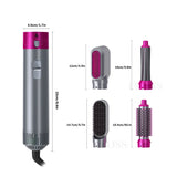 Multifunctional 5 In 1 Warm-Air Comb Hair Comb Curlers Straight Comb Hair Dryer(2*curler+1*straight+1*dryer+1*comb)