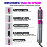 Multifunctional 5 In 1 Warm-Air Comb Hair Comb Curlers Straight Comb Hair Dryer(2*curler+1*straight+1*dryer+1*comb)