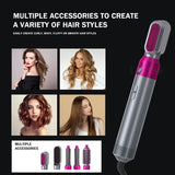 Multifunctional 5 In 1 Warm-Air Comb Hair Comb Curlers Straight Comb Hair Dryer(2*curler+1*straight+1*dryer+1*comb)