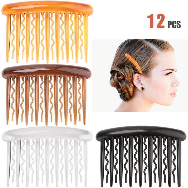 Hair Combs - Plastic Teeth Tortoise Side Comb Hair Accessories，Hair Combs for Women Girl Hair Clips，12 Pieces