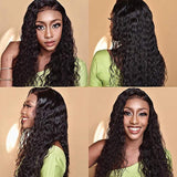 (50cm , Natural Color) - Brazilian Water Wave Wig Curly Lace Front Human Hair Wigs for Black Women 150% Density 100% Unprocessed Virgin Human Hair Curly Wig Pre Plucked Natural Hairline with Baby Hair(50cm , Natural Colour)