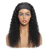 JOSUA Water Wave Headband Wig Human Hair For Black Women Brazilian Virgin Hair Machine Made None Lace Front Wigs Headband Scarf Wigs Natural Color 150% Density (12inch)