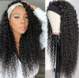 Headband Wig Human Hair Curly Headband Wig Glueless None Lace Front Wigs Machine Made Wigs,18 inch Virgin Human Hair Headbands wig for Black Women