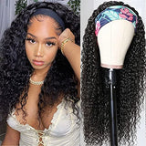 Headband Wig Human Hair Curly Headband Wig Glueless None Lace Front Wigs Machine Made Wigs,18 inch Virgin Human Hair Headbands wig for Black Women