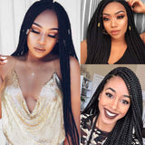 Ombre Box Braids Crochet Hair Braids Pre-Looped Crotchet Box Braids 24 Inch Medium box braid 22Strands Three Tones Heat Resistant Fiber Hair (24 Inch,Black 1B)