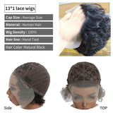 Aligegous Short Curly Lace Wigs Pixie Cut Lace Front Human Hair Wigs For Black Women Brazilian Virgin Remy Hair Wigs 150% Density Glueless Pre Plucked Curly Frontal Wig With Hand Tied Hairline (1B)