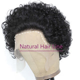 Aligegous Short Curly Lace Wigs Pixie Cut Lace Front Human Hair Wigs For Black Women Brazilian Virgin Remy Hair Wigs 150% Density Glueless Pre Plucked Curly Frontal Wig With Hand Tied Hairline (1B)