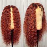 Full Lace Wigs Orange Red Color Human Hair 13x4 Lace Front Hair 150% Density Curly Glueless Pre Plucked Hair Line With Baby Hair for Black Women (14 inch, 13x4 lace frontal wig)