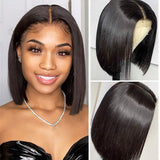 ALI GRACE 4x4 Lace Closure Wigs Straight Hair Virgin Human Hair Lace closure wigs for Black Women 150% Density Pre Plucked With Baby Hair Natural Color 18inch