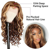 UNICE Honey Blonde Highlight 13x4 Body Wave Lace Front Wigs Human Hair for Black Women ,10A Brazilian Wigs Human Hair Lace Front Wig Pre Plucked with Baby Hair Colored Wig TL412 150% Density 16Inch